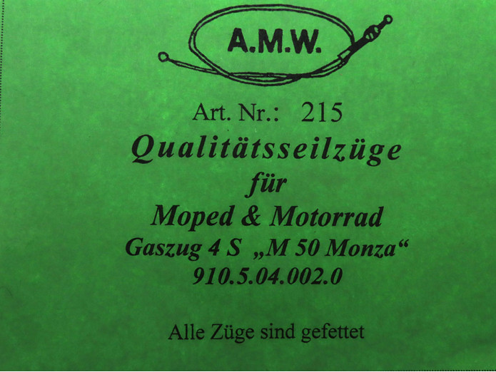 Bowdenzug Puch Monza 4S Gaszug A.M.W. 